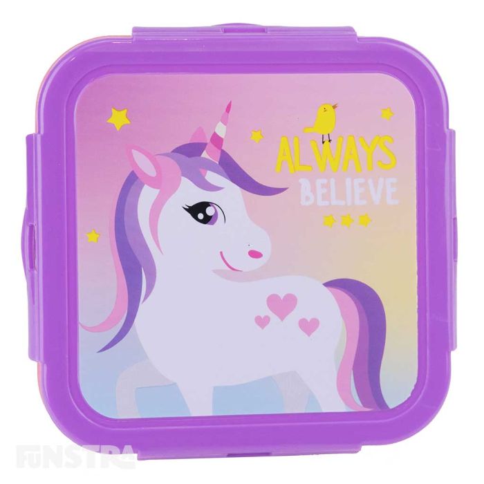 Unicorn Kids Lunch Box Container with Snap-on Lid - Funstra
