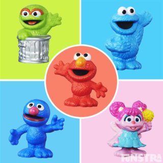 Little hands can take these cute miniature Playskool Sesame Street figures of Elmo, Cookie Monster, Grover, Oscar and Abby Cadabby from Hasbro on big adventures.