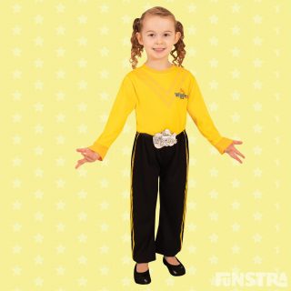 Emma costume with black pants and yellow shirt.