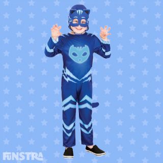 Meet Leader of the PJ Masks' Catboy, the pyjama clad hero who is a school boy by day, superhero by night! Connor is a blue-eyed, brown haired child who transforms into a blue cat with ears and a feline tail.