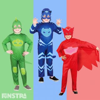 It's time to be a hero! The official licensed Catboy, Owlette and Gekko costumes from Rubies feature a glow in the dark jumpsuit with a soft fabric headpiece that will impress any child that loves PJ Masks.