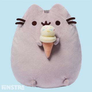 Pusheen loves to snack! Get in a sweet mood with this kawaii, super soft and lovable plush of Pusheen enjoying her own tasty ice cream cone! This classic lounging Pusheen plush toy features the kitty satisfying her sweet tooth with a big ice cream cone with rainbow coloured sprinkles.