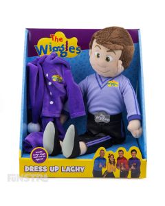 Wake up Lachy! Dress up Lachy into his purple pyjamas and night cap or his Wiggly outfit, so he's ready to sing and dance.