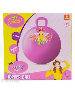 Little stars can bounce around with Emma on this pink space hopper ball featuring everyone's favorite yellow Wiggle.
