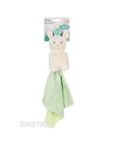 Baby Gund Liama Llama Lovey is a cuddly friend toy with a soft comforter blanket that tucks inside the plush toy to keep clean.