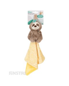 Baby Gund Reese Sloth Lovey is a cuddly friend toy with a soft comforter blanket that tucks inside the plush toy to keep clean.