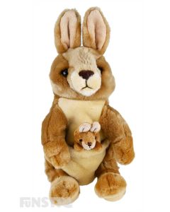 The kangaroo hand puppet offers lots of fun and entertainment for children that love the hopping marsupial as they tell stories and puppeteer this iconic animals puppet and symbol of Australia.