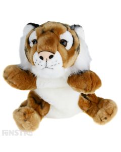 The tiger hand puppet offers lots of fun and entertainment for children that love the big cat as they tell stories and puppeteer this large cat.