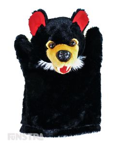 Soft and cuddly Tasmanian devil hand puppet with brown fur.