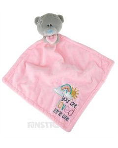 Gorgeous pink comforter blanket featuring Me To You's Tiny Tatty Teddy with sweet embroidery that says, 
