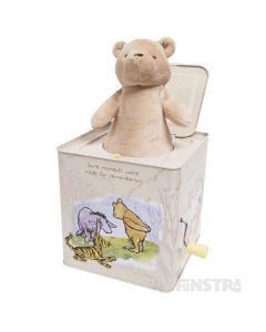 A classic Pooh bear plushie will jump out of the jack-in-the-box to surprise and delight little ones.