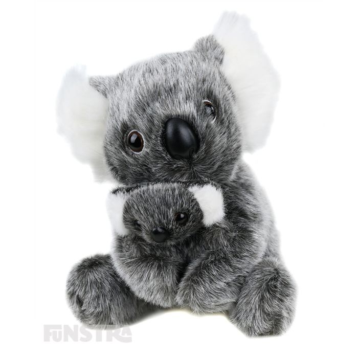 Aussie Bush Toys' plush toys are Australian made and this delightful Koala and baby joey is a soft and cuddly, beautifully crafted stuffed animal for anyone that loves the cuddly koala bear.