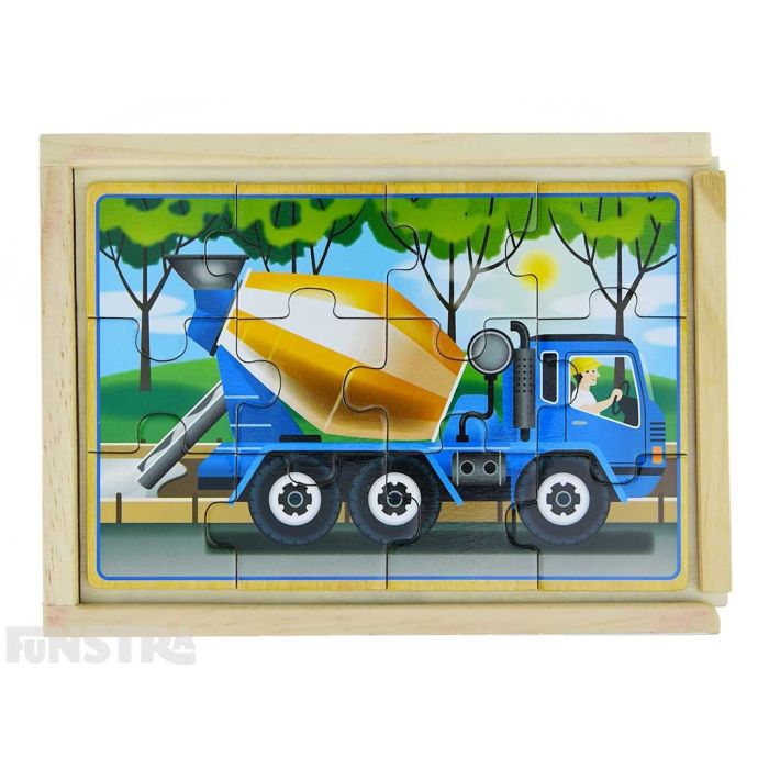 Melissa & Doug: Construction Vehicles 4-in-1 Wooden Jigsaw Puzzles - Funstra