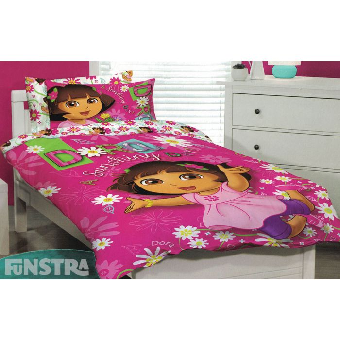 Sunshiny Day Dora the Explorer Double/Full Bed Quilt Doona Duvet Cover set 