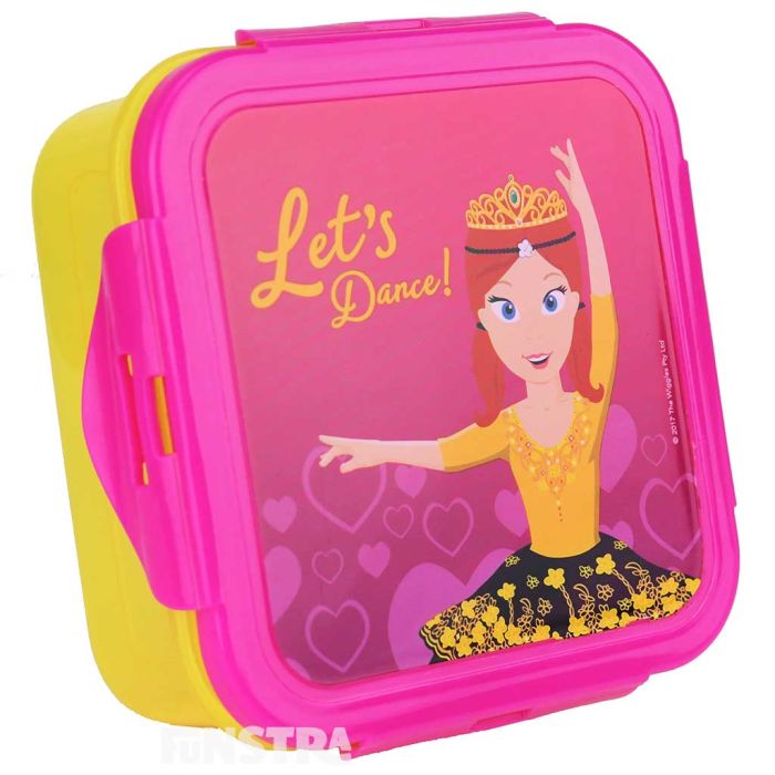 Lunch box is dishwasher safe and features snap-on lid for easy food storage