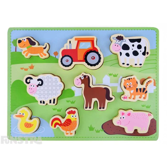 New Classic Toys: Farm Animals Wooden Jigsaw Puzzle - Funstra