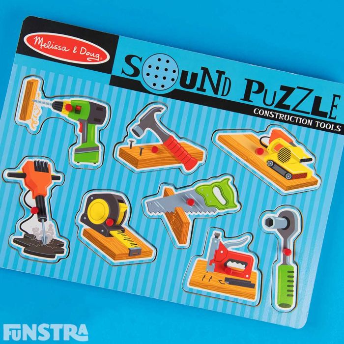 Melissa & Doug Construction Tools Sound Puzzle 8 Piece - Funstra