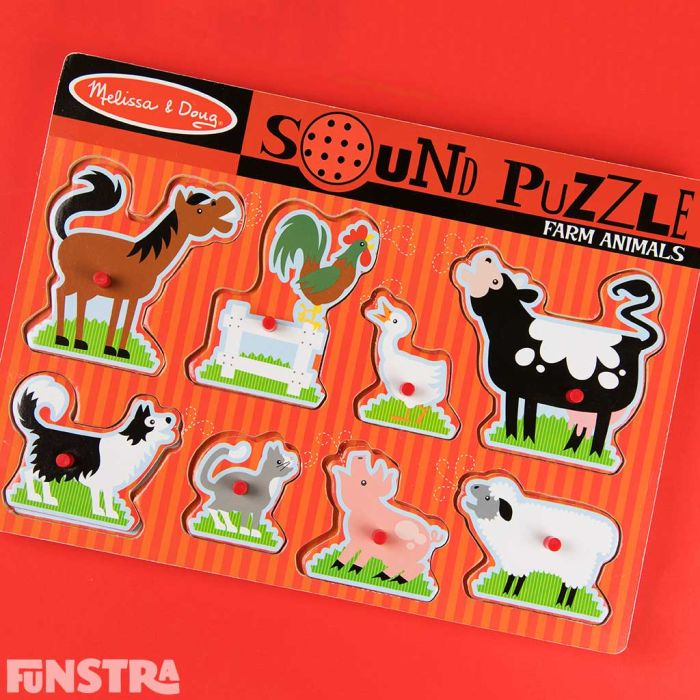 Puzzle sonore ANIMAUX de la FERME en bois Melissa & doug - Handouceur