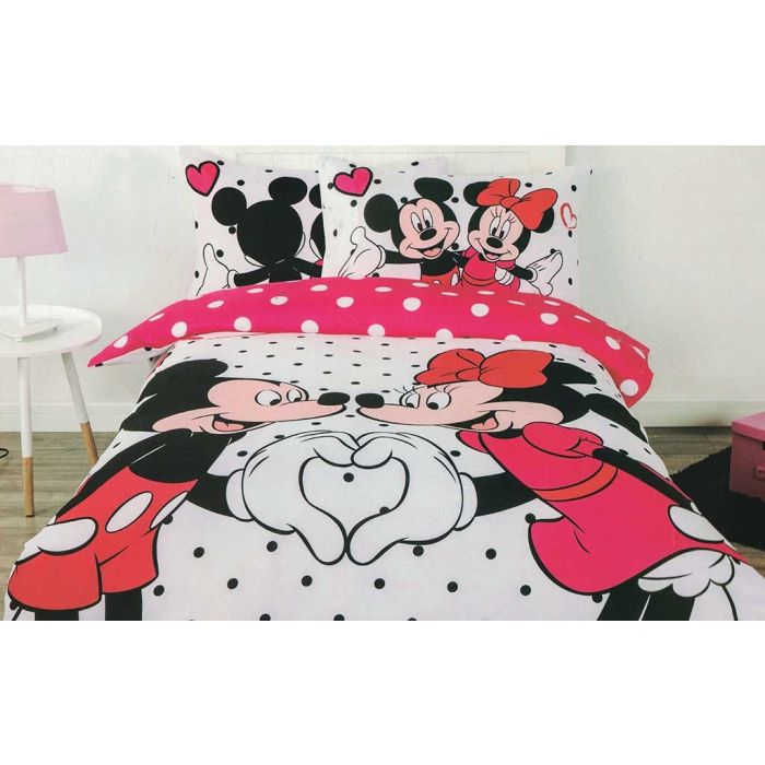 Disney Mickey Hearts Minnie Quilt, Mickey And Minnie Mouse Duvet Cover Double