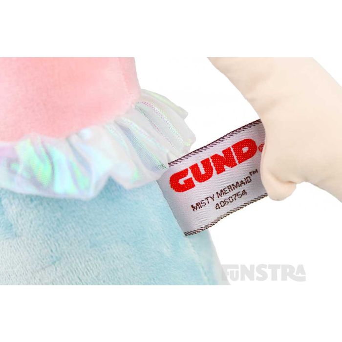 Misty mermaid wears a shimmering tutu and has the official Gund tag.