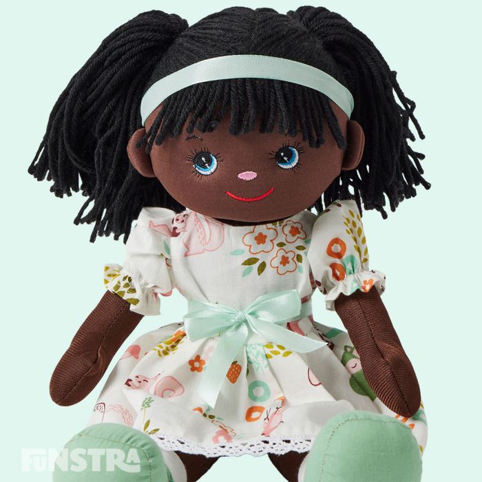 Black Dark Brown African Barbie Doll 30cm Tall with African Print