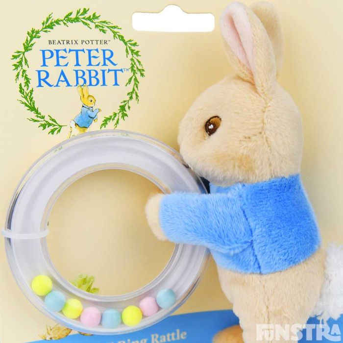 The ring rattle is filled with yellow, blue and pink balls that will amuse infants and will produce a soft sound as it's shaken.