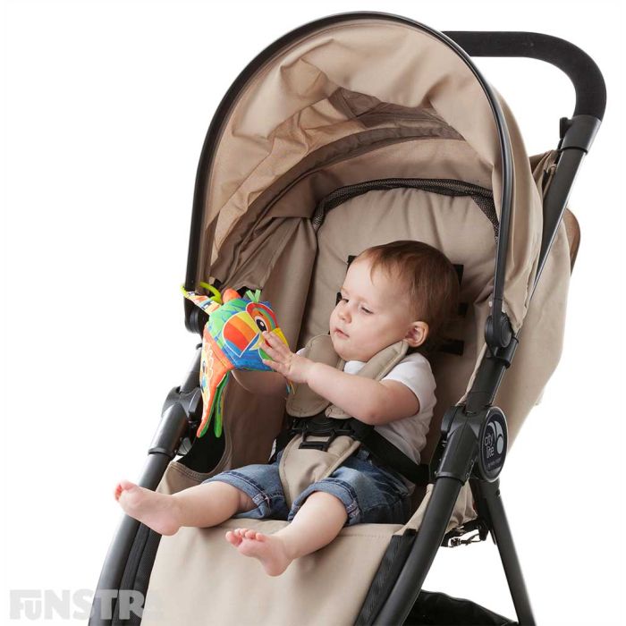 Attachable on-the-go clip to loop on a pram, bouncer or cot to entertain baby that's ready to take with you everywhere and make playtime fun.