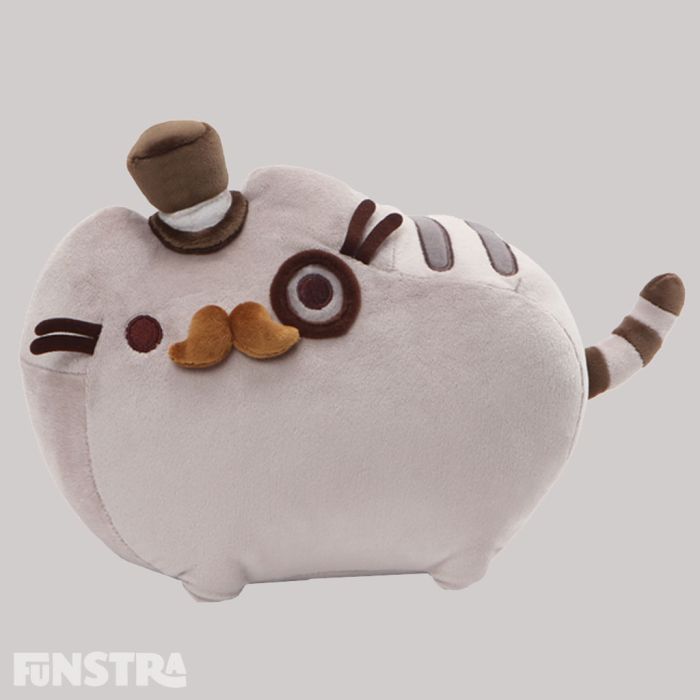 Pusheen is dashing and dapper, dressed to impress and fancy, complete with top hat, monocle and moustache. The famous cat in popular culture is brimming with softness and personality with this stuffed animal from the GUND plush collection.