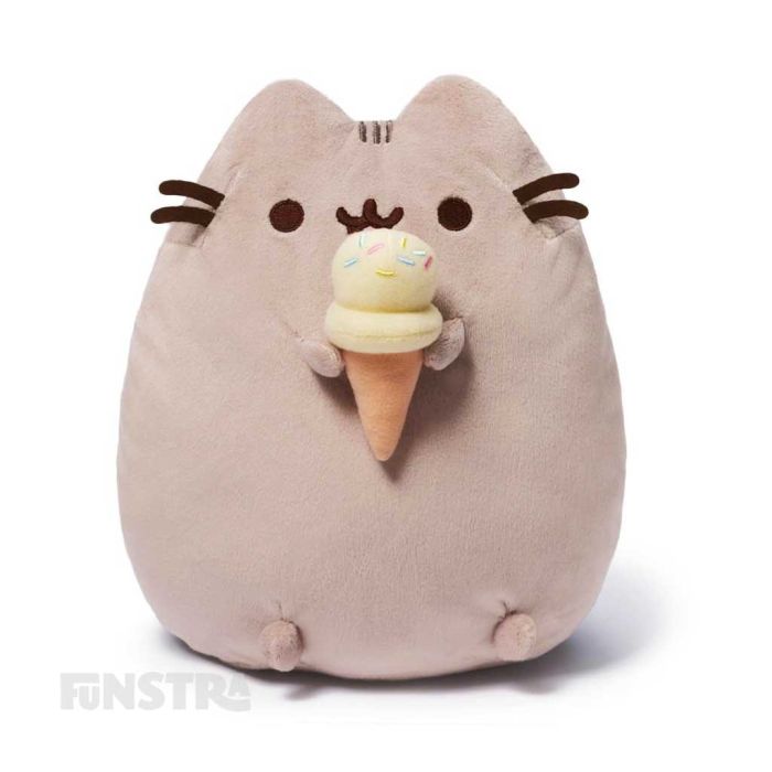 Do you love ice cream? So does Pusheen! Holding a ice cream cone, this Pusheen snackable plush is prefect for anyone the loves to eat ice cream and the popular tabby cat.