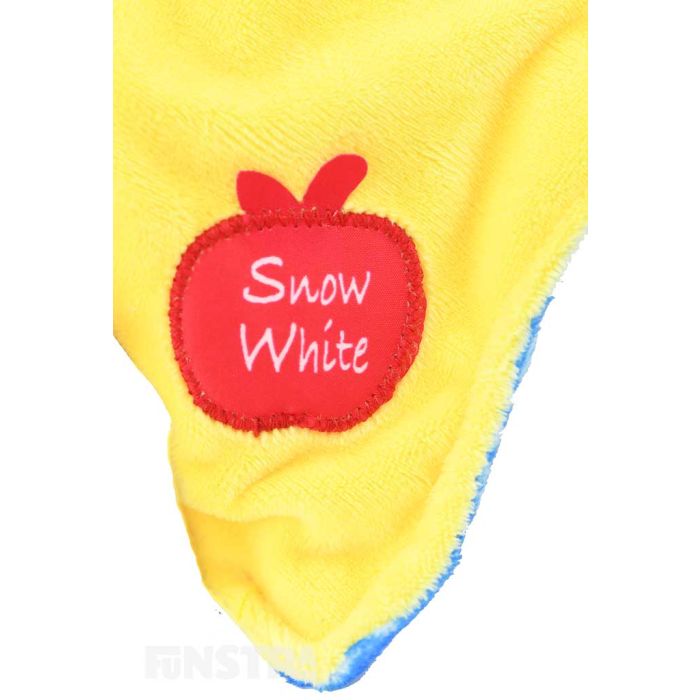 Snow White's iconic poisoned apple is embroidered on the security blanket.