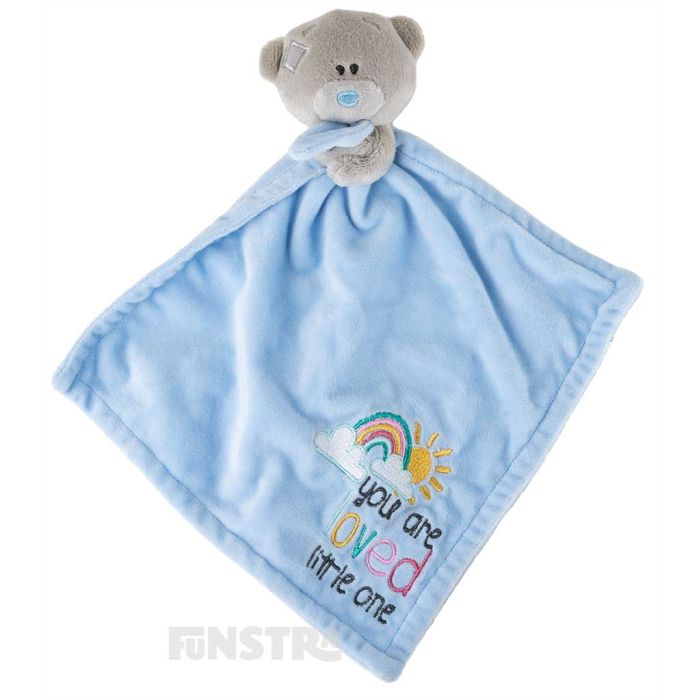 Gorgeous blue comforter blanket featuring Me To You's Tiny Tatty Teddy with sweet embroidery that says, 