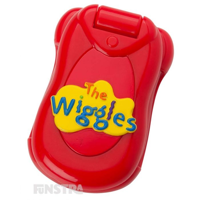 The Wiggles phone folds shut with the official Wiggles logo on the front.