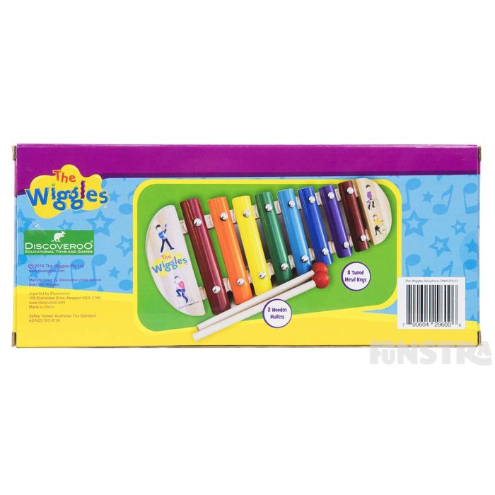 This bright and colorful musical instrument comes with 8 tuned metal keys and two mallets