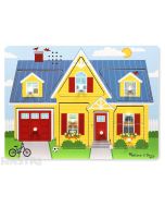 Hear the sounds from around the house with this fun sound jigsaw puzzle from Melissa & Doug, featuring water running in the bathroom, a washing machine and dryer in the laundry, an alarm clock in the bedroom, a door bell sounds and more.