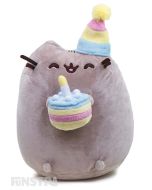 Happy Birthday! Pusheen is ready to party! Wearing her party hat and holding her birthday cake, decorated with a candle on top, Pusheen is excited and ready to celebrate everyone's birthday in kawaii style.