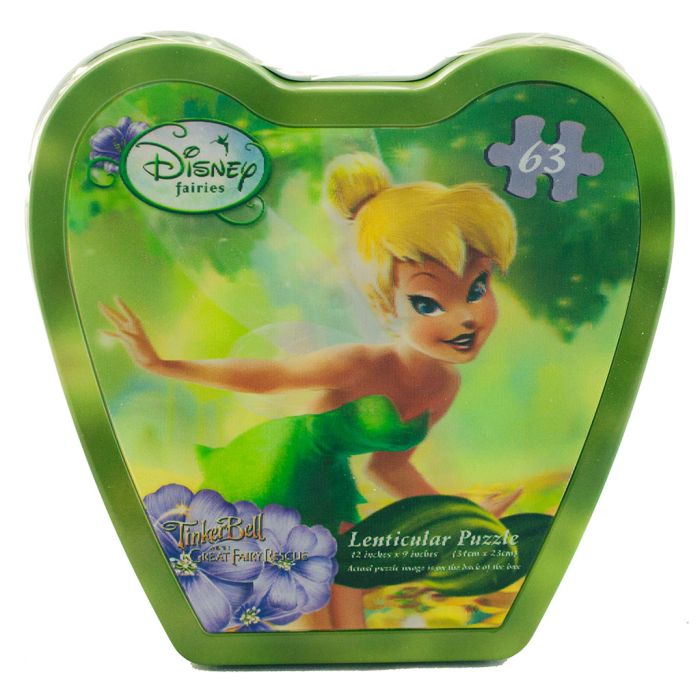 A gorgeous design of Tinker Bell on this lenticular puzzle that consists of 63 fully interlocking puzzle pieces. A gorgeous design of Tinker Bell on this lenticular puzzle that consists of 63 fully interlocking puzzle pieces.