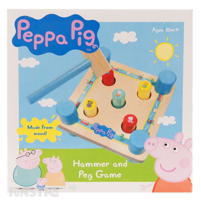 Help your child knock and tap their way to better hand-eye coordination with Peppa Pig and friends. Help your child knock and tap their way to better hand-eye coordination with Peppa Pig and friends.